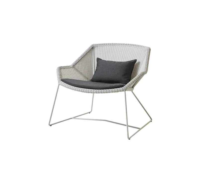 Breeze lounge chair by Cane-line in White grey, small round Weave, Black, Natté – product photo
