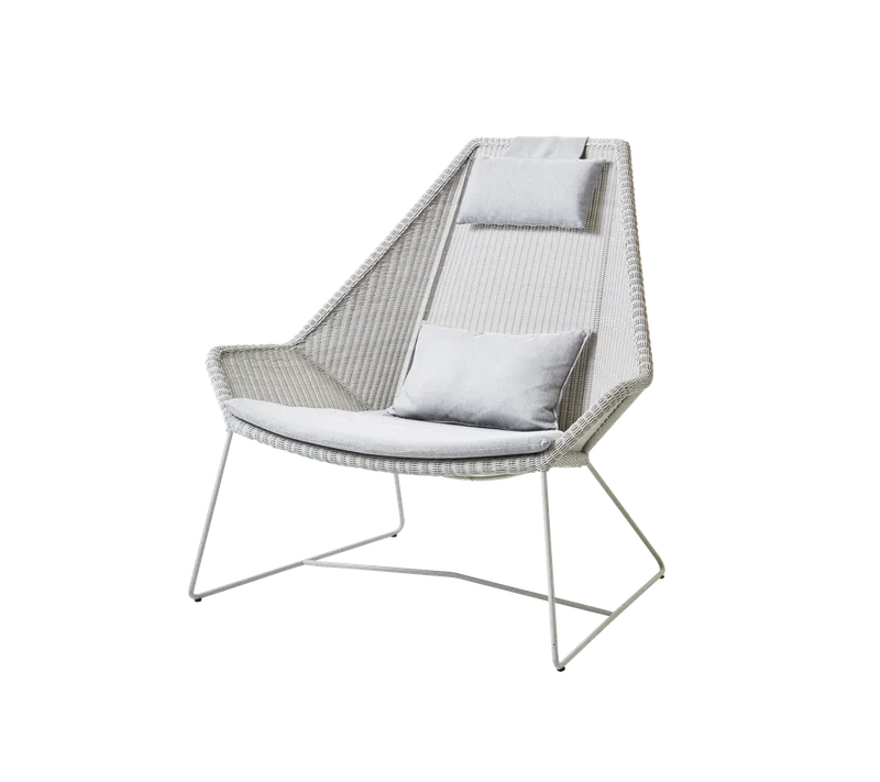 Breeze highback chair van Cane-line in White grey, small round Weave, Light grey, Natté – productfoto