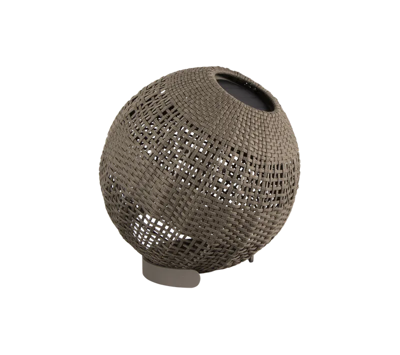 Illusion lamp, round by Cane-line in Taupe, medium flat Soft Rope, Solar LED – product photo