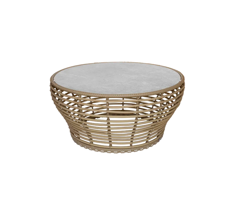 Basket coffee table, large van Cane-line in Natural, braid Weave, Fossil grey, ceramic – productfoto
