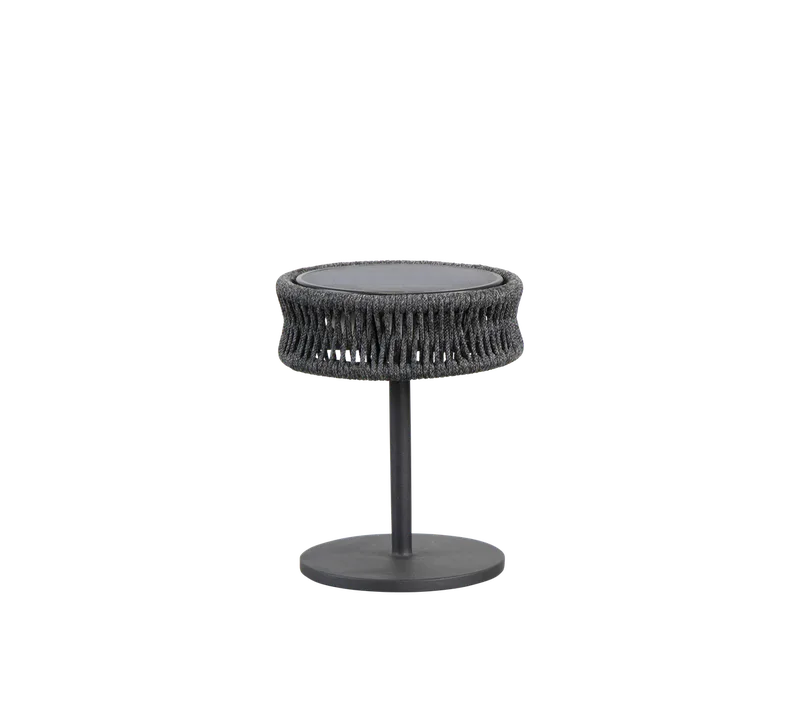 Illusion table lamp, small by Cane-line in Lava grey, aluminium w/dark grey round small Soft Rope, Solar LED – product photo