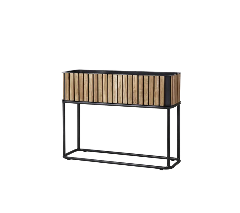 Combine planter, rectangular, incl. base van Cane-line in Teak w/lava grey aluminium – productfoto