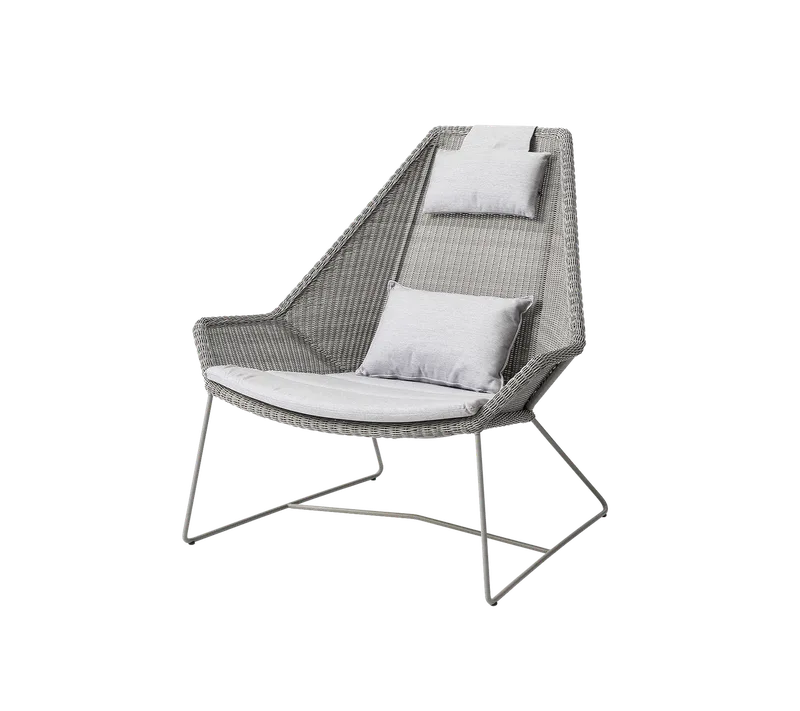 Breeze highback chair de Cane-line en Taupe, small round Weave, Light grey, Natté – photo du produit