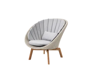 Peacock lounge chair by Cane-line in Sand, medium flat Soft Rope w/teak, Light grey, Natté w/QuickDry & Airflow – product photo 2 of 2