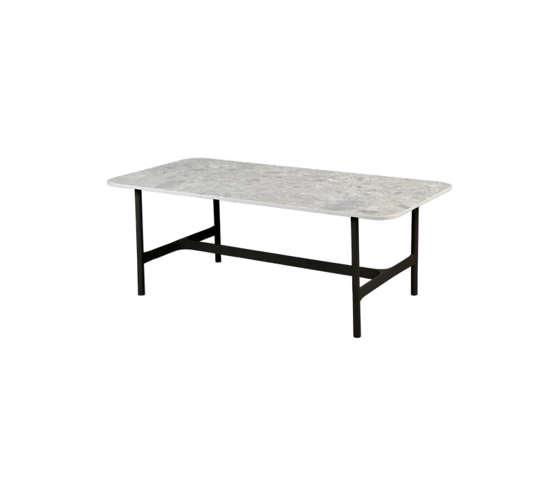 Twist coffee table, rectangular by Cane-line in Lava grey, aluminium, Multi colour, ceramic w/rounded corners – product photo