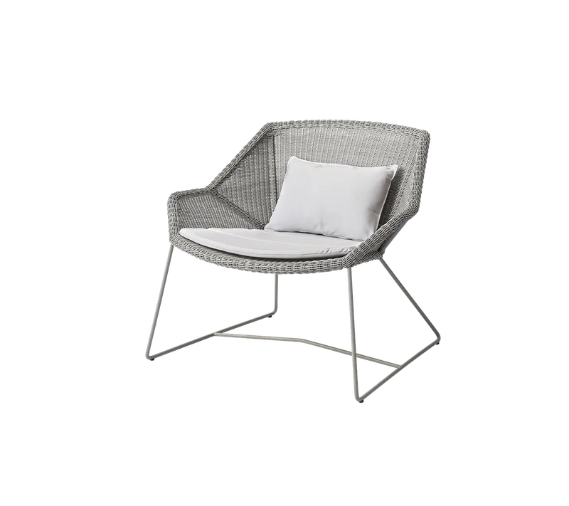 Breeze lounge chair by Cane-line in Taupe, small round Weave, White, Natté – product photo