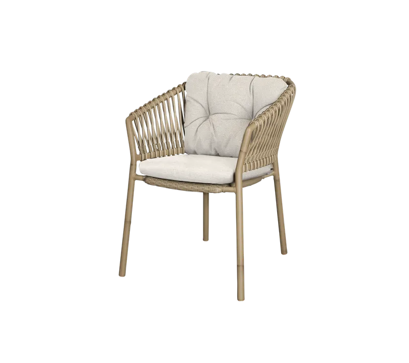 Ocean chair by Cane-line in Natural, aluminium w/natural, medium round sticks Weave, Desert sand, Rise – product photo