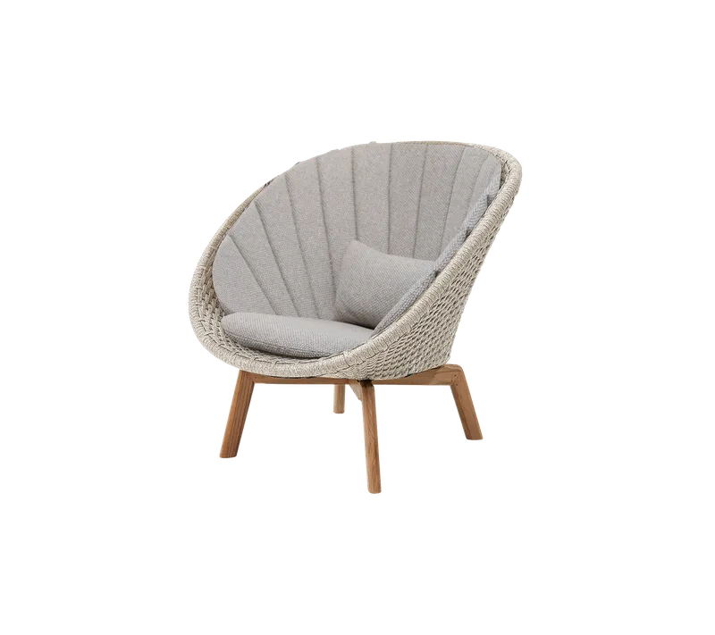 Peacock lounge chair by Cane-line in Sand, medium flat Soft Rope w/teak, Light brown, Rise w/QuickDry & Airflow – product photo 2 of 2