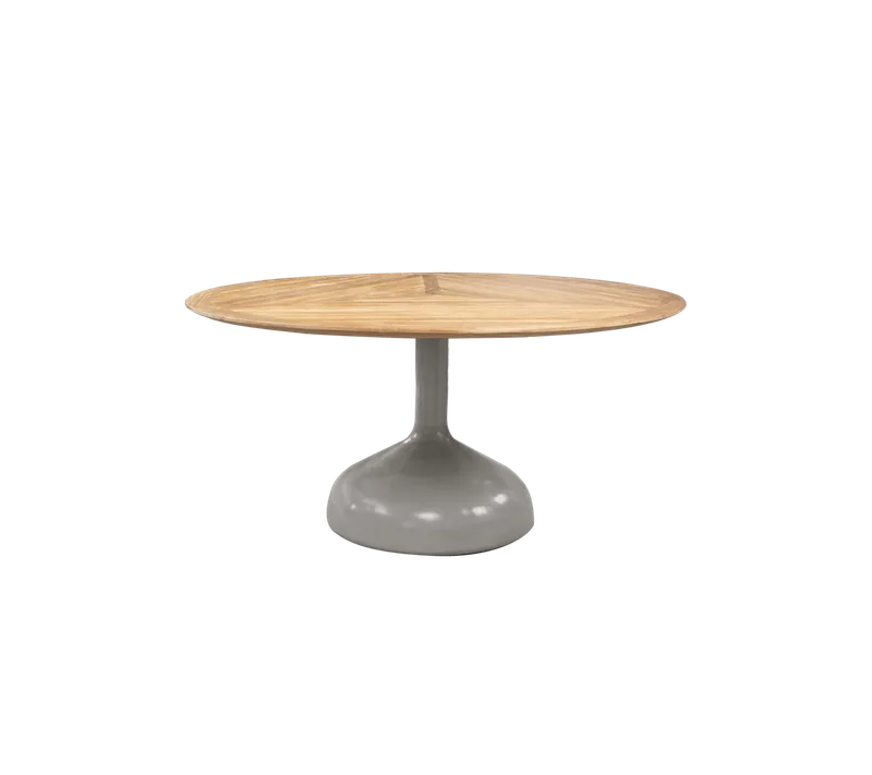 Glaze dining table by Cane-line in Taupe, semi glossy aluminium, Teak, geometric – product photo
