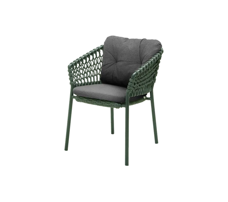 Ocean chair by Cane-line in Dark green, round open Soft Rope, Grey, AirTouch – product photo
