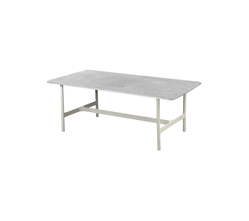 Twist coffee table, rectangular by Cane-line in Sand, Aluminium, Fossil grey, ceramic w/rounded corners – product photo