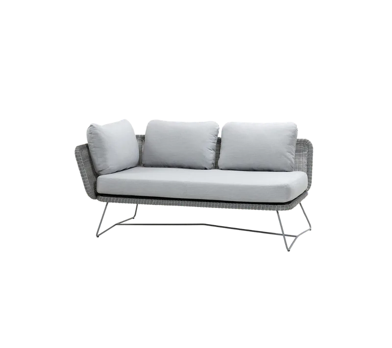 Horizon 2-seater sofa, right module van Cane-line in Light grey, small round Weave incl. light grey Natté w/QuickDry & Airflow – productfoto