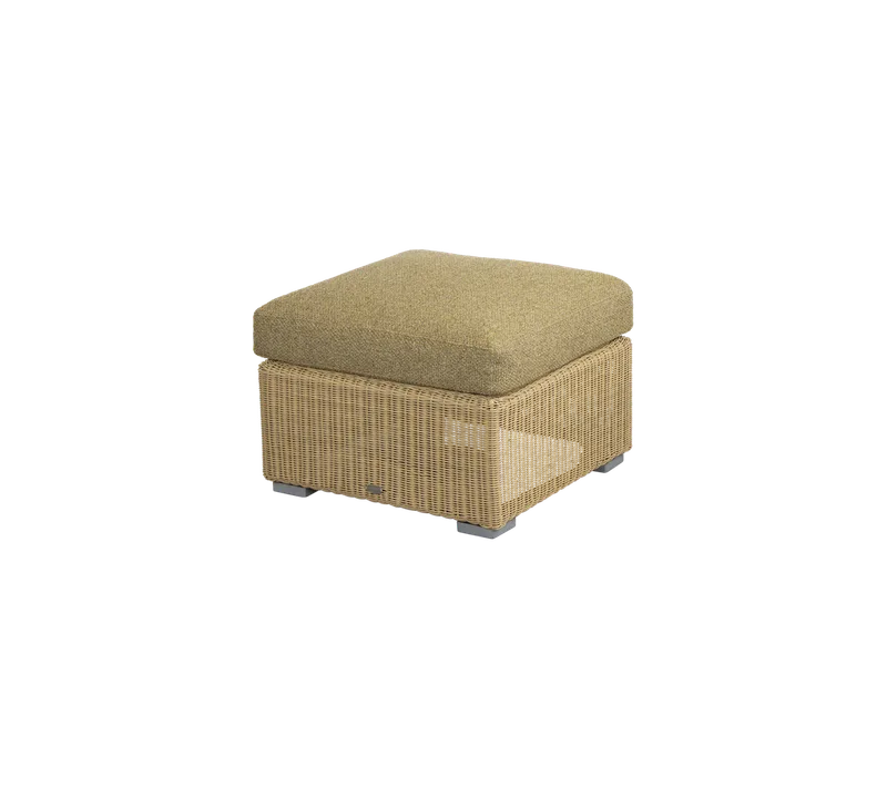 Chester footstool/coffee table by Cane-line in Natural, large round Weave, Turmeric yellow, Rise w/QuickDry & Airflow – product photo