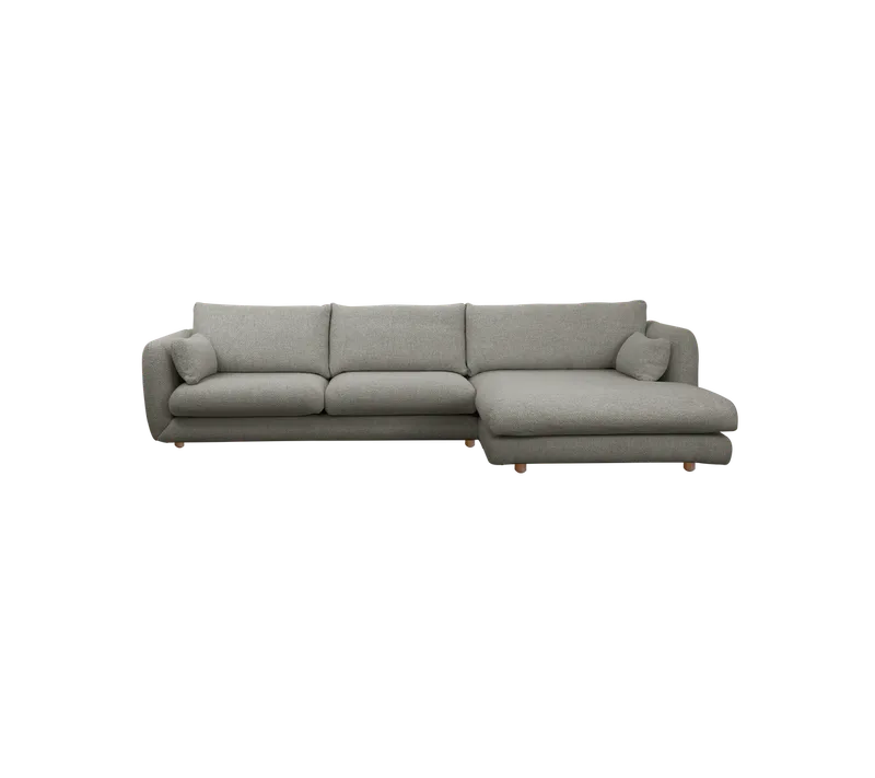 Bloom 2-seater sofa with chaise longue, left and teak legs van Cane-line in Light grey, Essence – productfoto