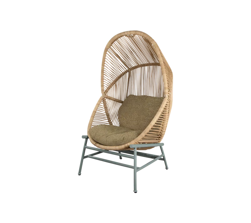 Hive chair by Cane-line in Natural, small round core Weave, Dusty green, aluminium, Turmeric yellow, Rise w/QuickDry & Airflow – product photo