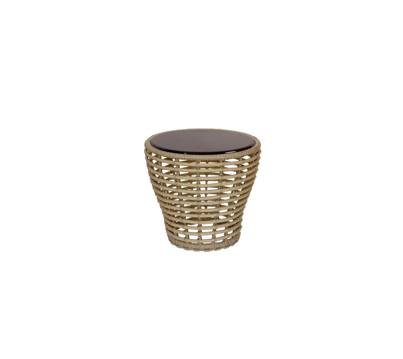 Basket coffee table, small von Cane-line in Natural, braid Weave, Black, lava stone glazed – Produktfoto