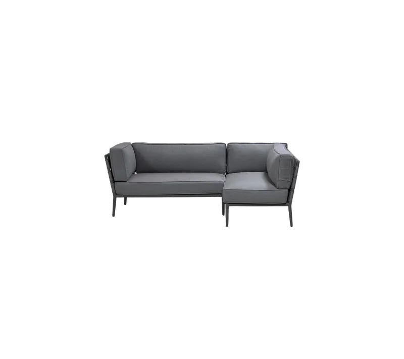 Conic compact 2-module corner sofa by Cane-line in Grey, Natté w/QuickDry & Airflow – product photo