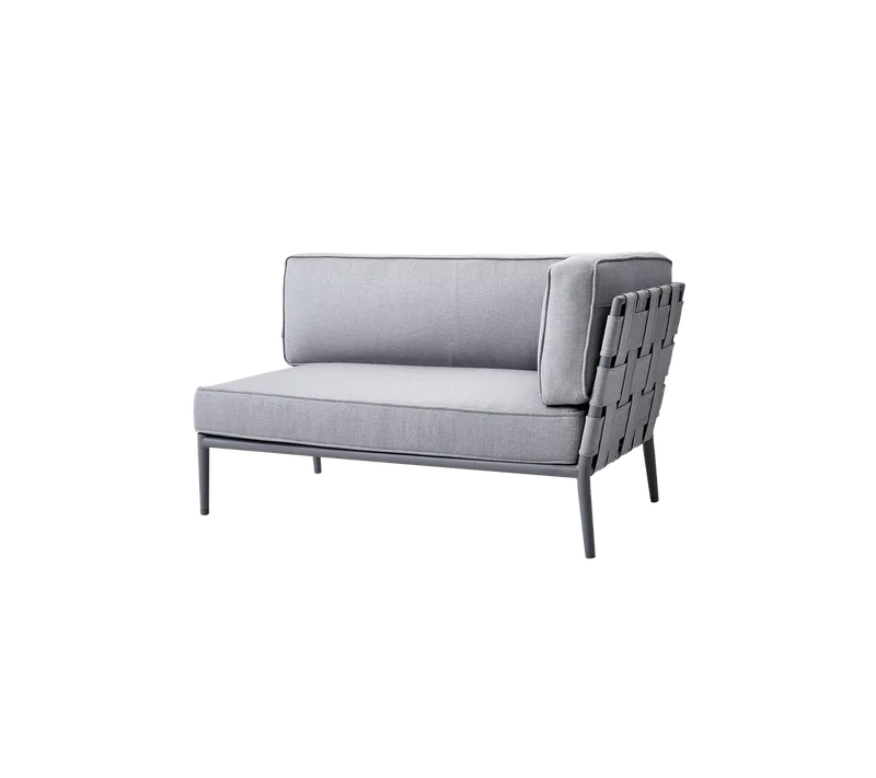Conic 2-seater sofa, left module van Cane-line in Light grey, AirTouch w/QuickDry & Airflow – productfoto