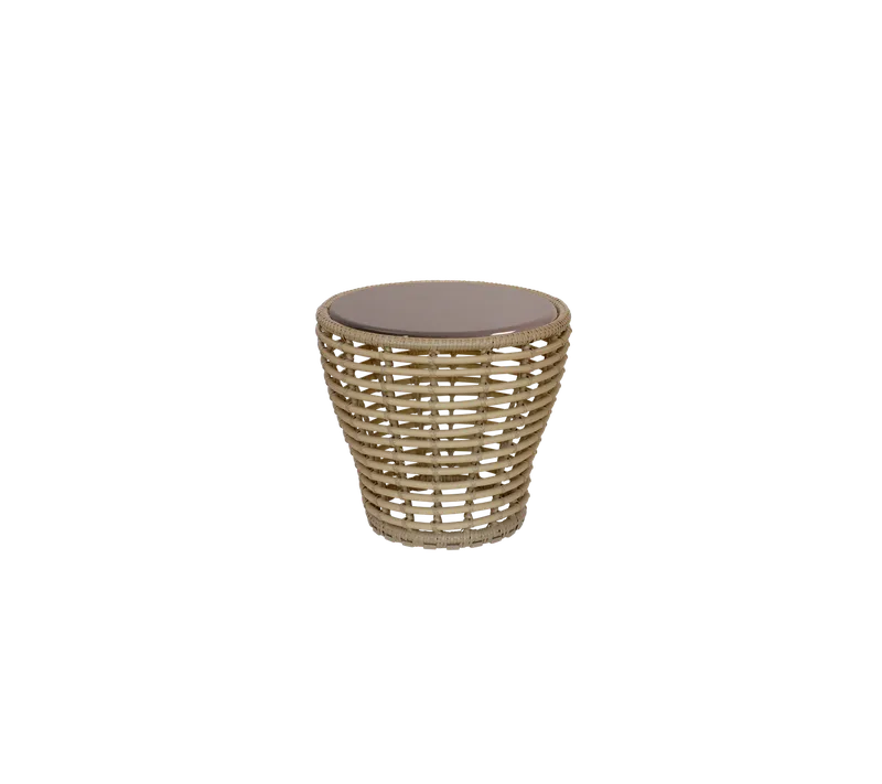 Basket coffee table, small van Cane-line in Natural, braid Weave, Taupe, lava stone glazed – productfoto