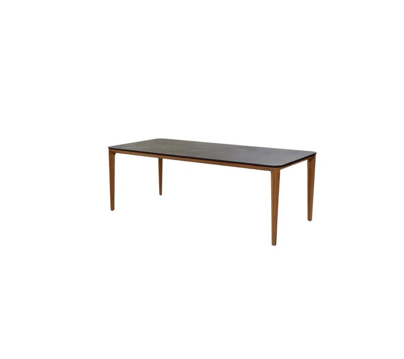 Aspect dining table, 210x100 cm by Cane-line in Teak, Fossil black, ceramic w/rounded corners – product photo