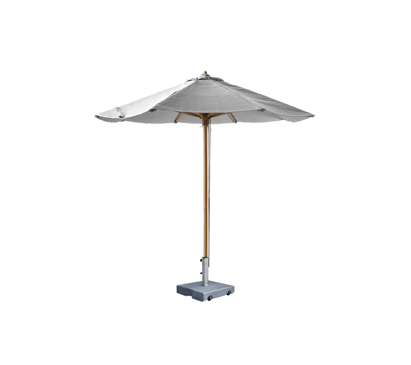 Classic parasol w/pulley system, dia. 2,4 m de Cane-line en Teak/100% solution dyed polyester 280g/m2, Matt grey, granite – photo du produit