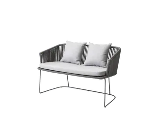 Moments bench by Cane-line in Grey, string open Soft Rope, Light grey, Natté – product photo 2 of 2