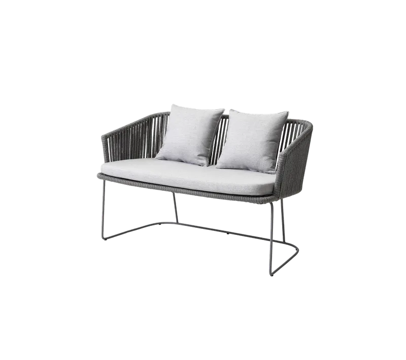 Moments bench by Cane-line in Grey, string open Soft Rope, Light grey, Natté – product photo 2 of 2