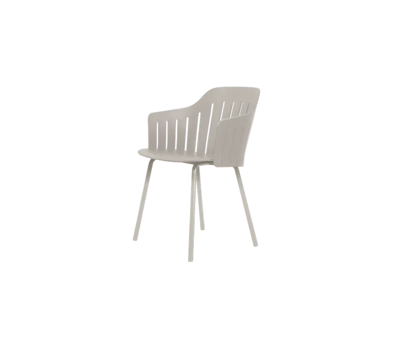 Choice chair with 4 legs van Cane-line in Taupe, polypropylene, up to 98% recycled, Sand, Aluminium – productfoto
