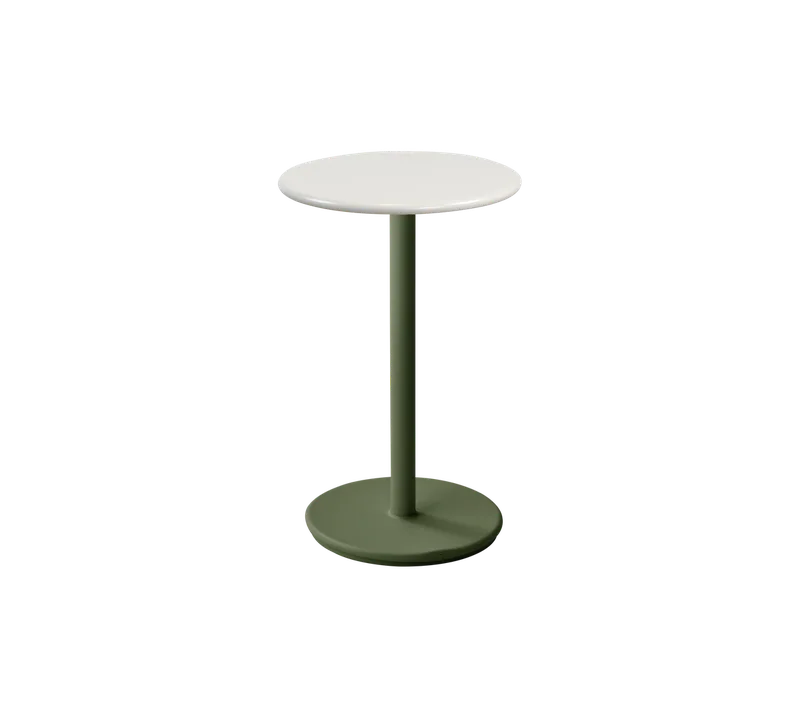 Go café table dia. 45 cm von Cane-line in Dark green, aluminium, Sand, semi glossy aluminium – Produktfoto