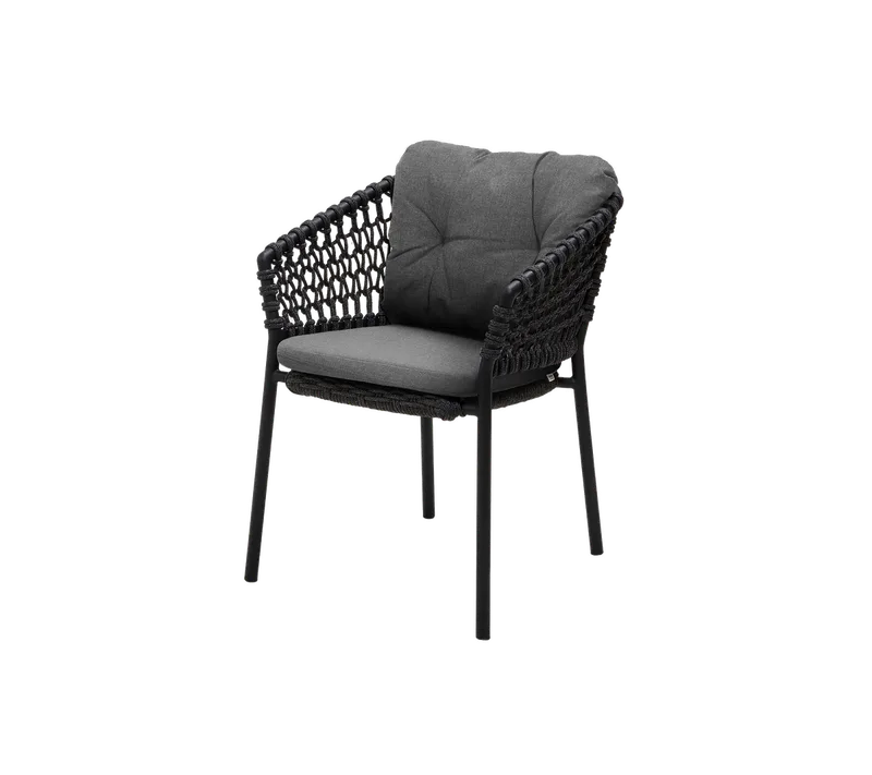 Ocean chair van Cane-line in Dark grey, round open Soft Rope, Grey, AirTouch – productfoto