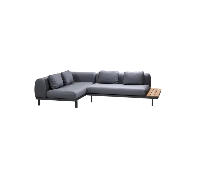 Space compact 2-module corner sofa with side table by Cane-line in Grey, AirTouch w/QuickDry & Airflow – product photo