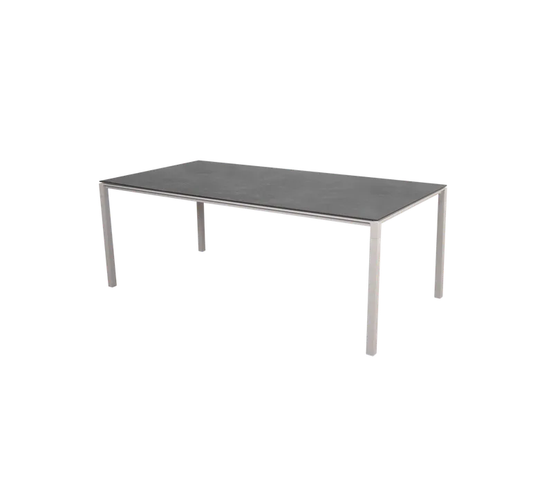 Pure dining table, 200x100 cm by Cane-line in Sand, Aluminium, Fossil black, ceramic – product photo