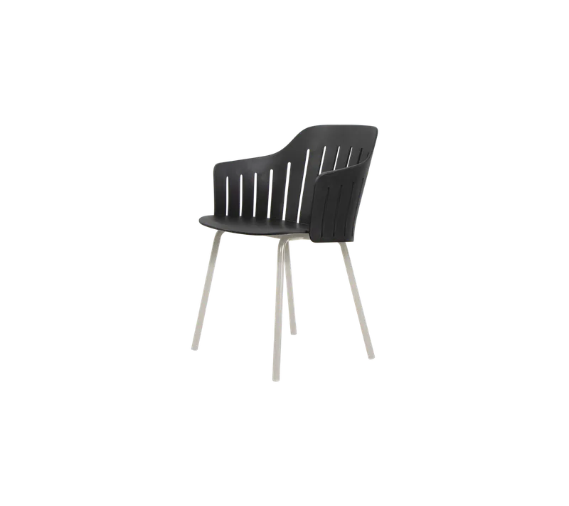 Choice chair with 4 legs by Cane-line in Black, polypropylene, up to 98% recycled, Sand, Aluminium – product photo