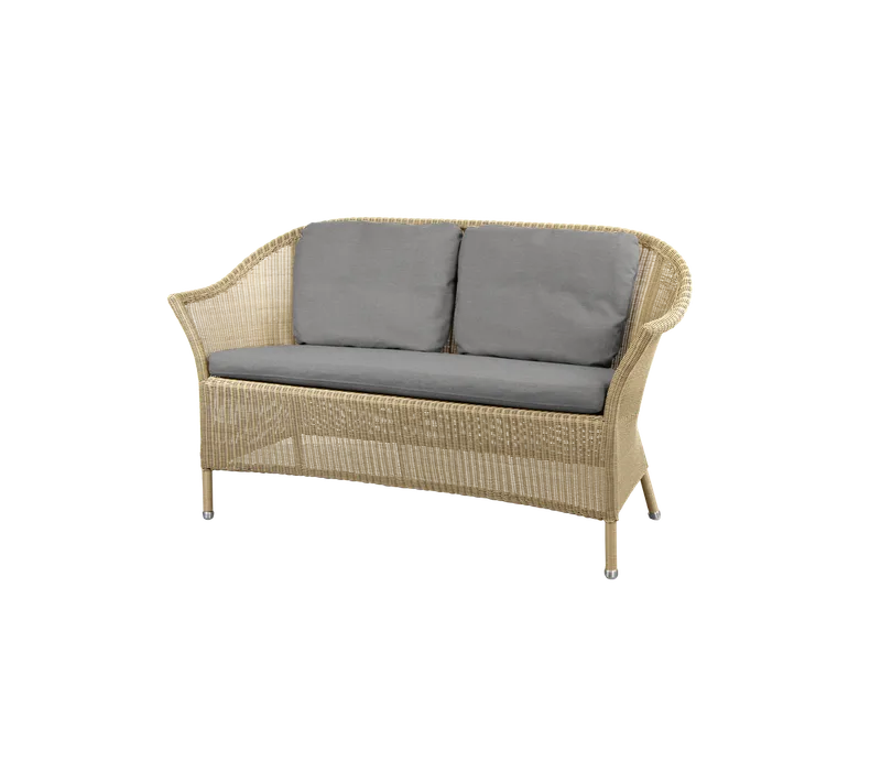 Lansing 2-seater sofa by Cane-line in Natural, small round Weave, Grey, Natté, Grey, Natté w/2 cushions – product photo