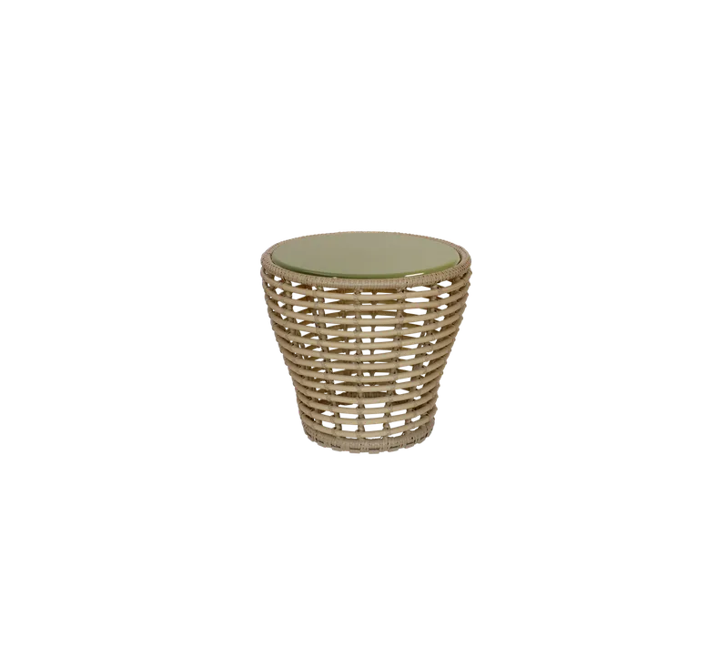 Basket coffee table, small van Cane-line in Natural, braid Weave, Green, lava stone glazed – productfoto