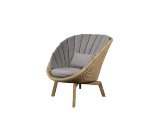 Peacock lounge chair by Cane-line in Natural, large flat peel Weave w/teak, Taupe, Natté w/QuickDry & Airflow – product photo 2 of 2