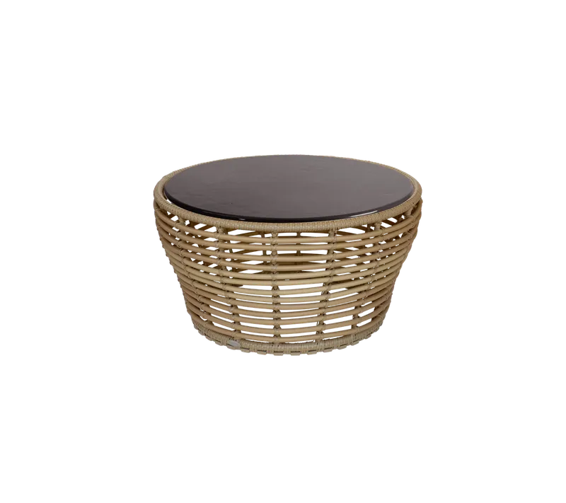 Basket coffee table, medium by Cane-line in Natural, braid Weave, Black, lava stone glazed – product photo