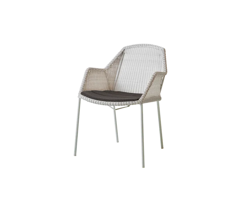 Breeze chair, stackable by Cane-line in White grey, small round Weave, Dark grey, Focus – product photo