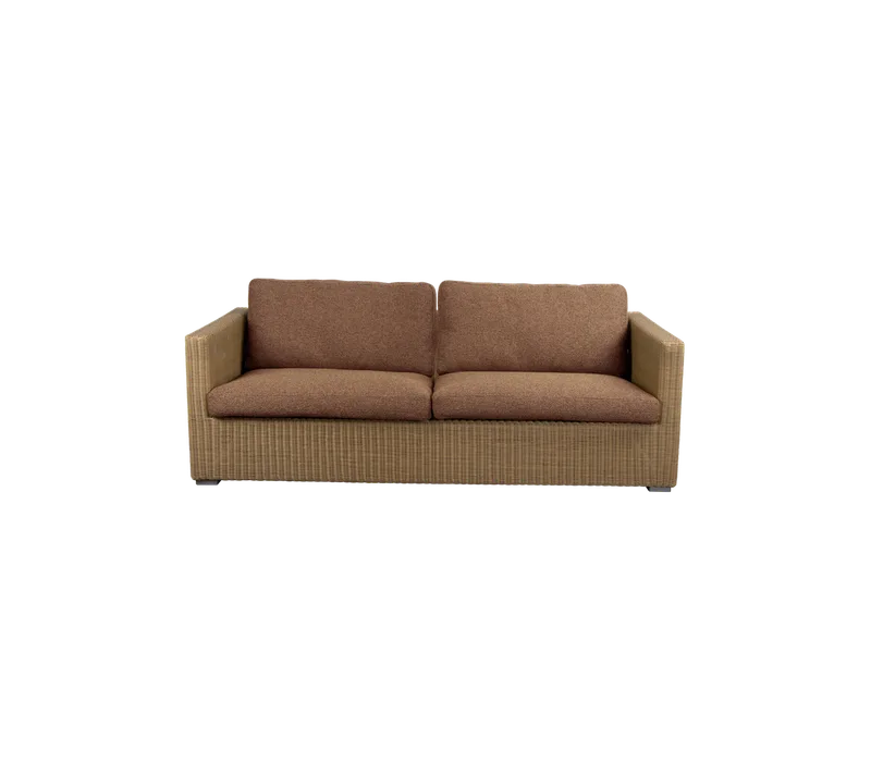 Chester 3-seater sofa van Cane-line in Natural, large round Weave, Umber brown, Rise w/QuickDry & Airflow – productfoto