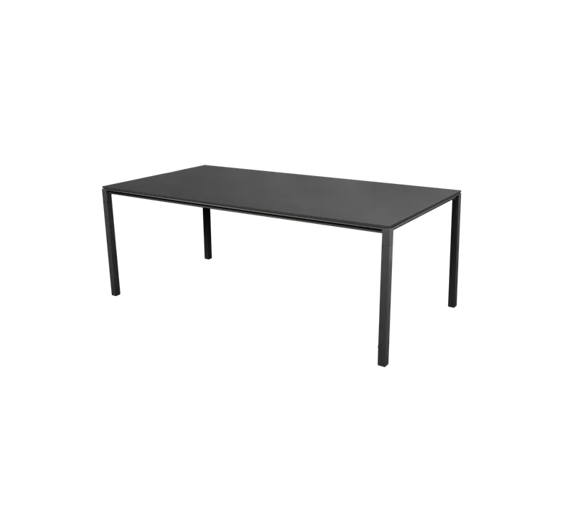 Pure dining table, 200x100 cm by Cane-line in Lava grey, aluminium, Black, linoleum – product photo