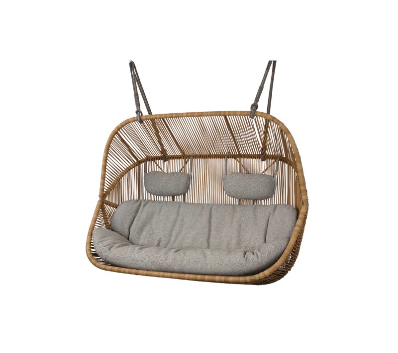 Hive 2-seater sofa van Cane-line in Natural, small round core Weave, Taupe, string Soft Rope, Light brown, Rise w/QuickDry & Airflow – productfoto