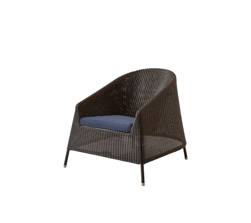 Kingston lounge chair van Cane-line in Mocca, small round Weave, Blue, Link w/QuickDry & Airflow – productfoto 2 van 2