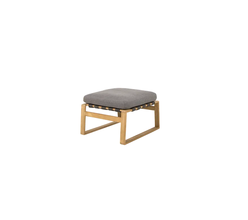 Endless Soft footstool by Cane-line in Grey, AirTouch w/teak incl. QuickDry & Airflow – product photo