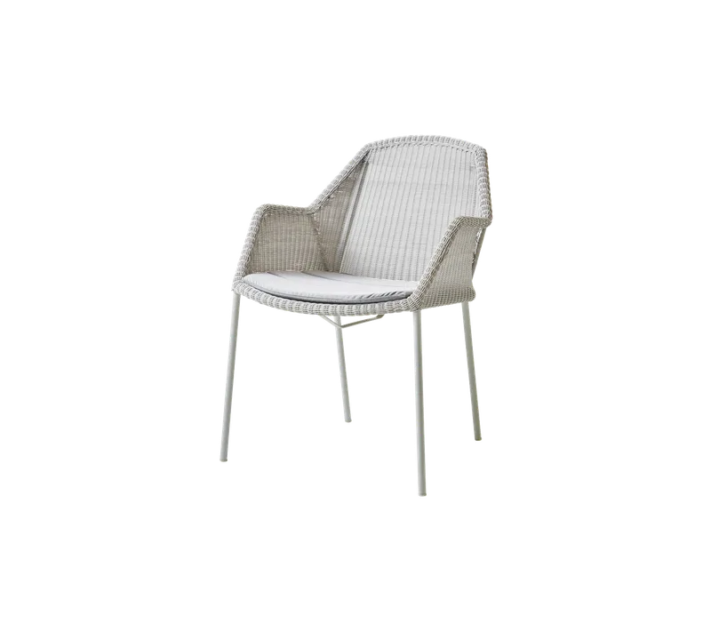 Breeze chair, stackable van Cane-line in White grey, small round Weave, Light grey, Natté – productfoto