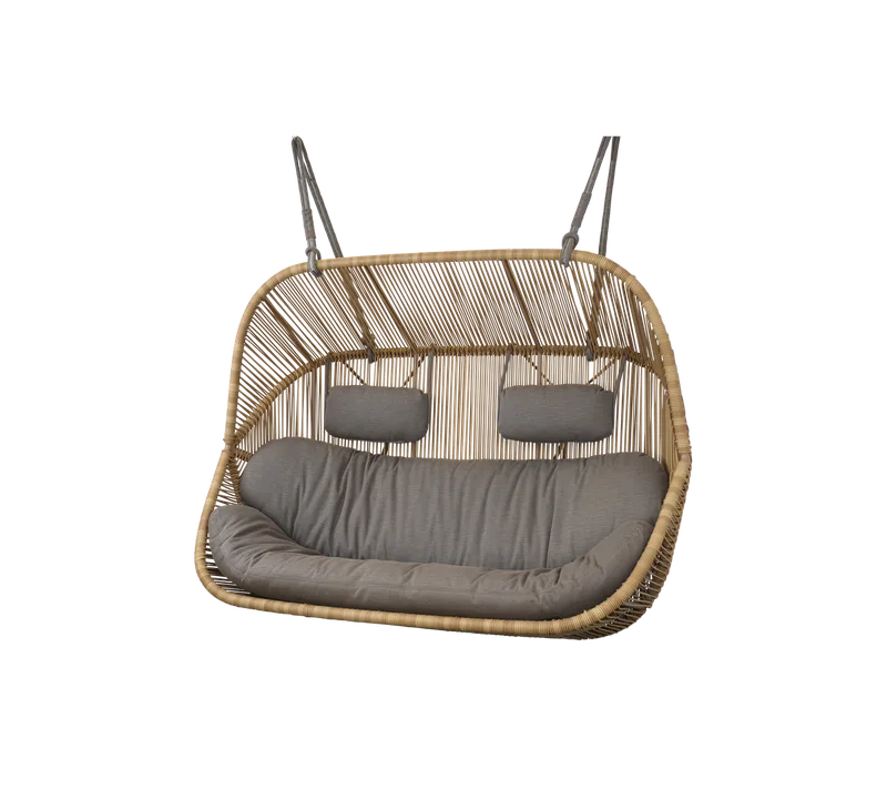Hive 2-seater sofa van Cane-line in Natural, small round core Weave, Taupe, string Soft Rope, Taupe, AirTouch w/QuickDry & Airflow – productfoto