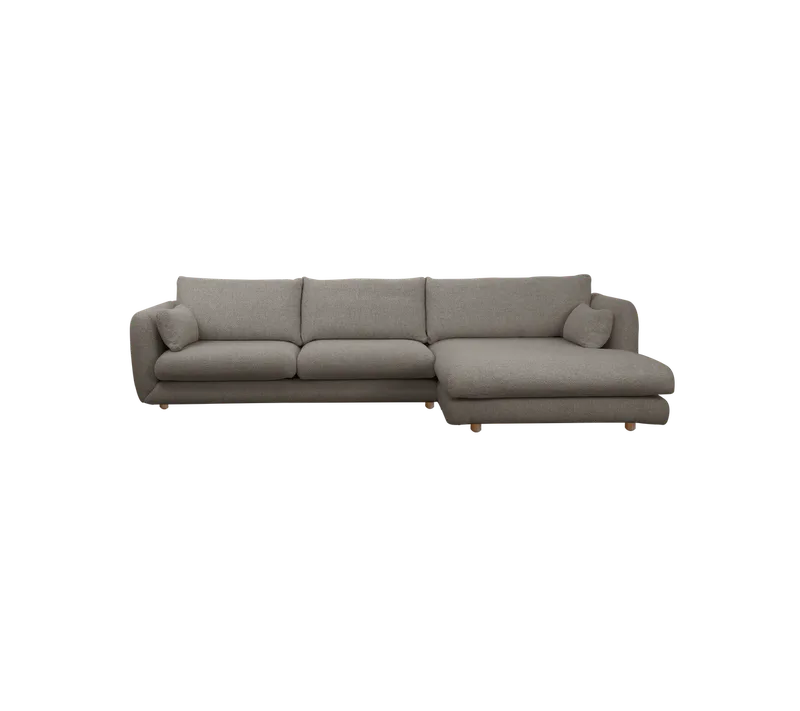 Bloom 2-seater sofa with chaise longue, left and teak legs van Cane-line in Light brown, Essence – productfoto
