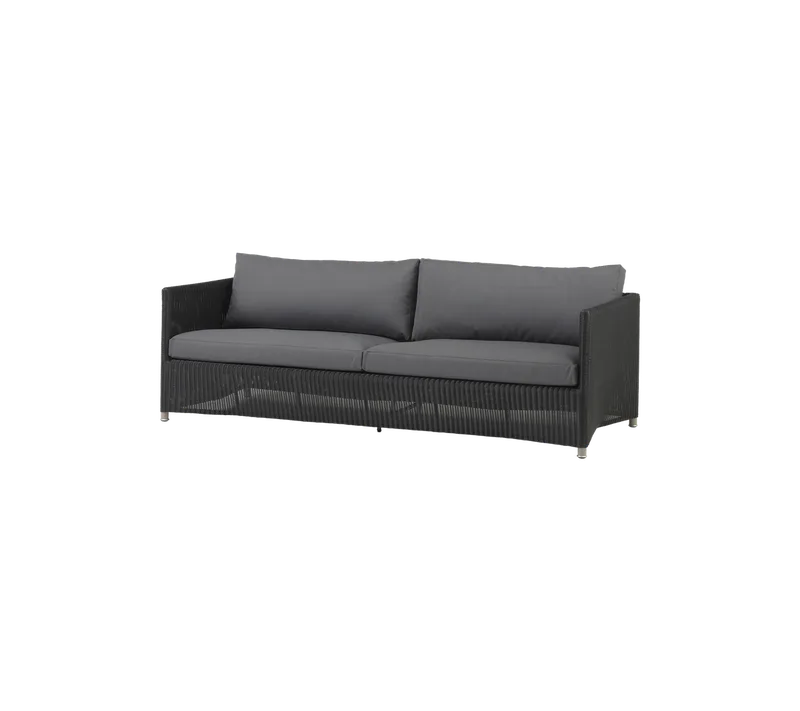Diamond 3-seater sofa von Cane-line in Graphite, small round Weave incl. grey Natté w/QuickDry & Airflow – Produktfoto