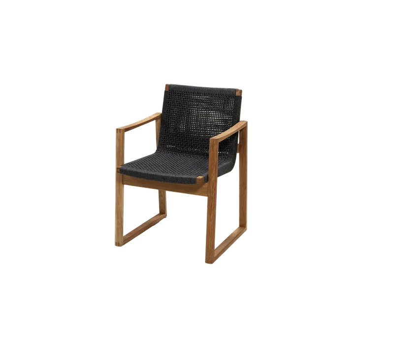 Endless chair van Cane-line in Dark grey, medium flat Soft Rope w/teak – productfoto