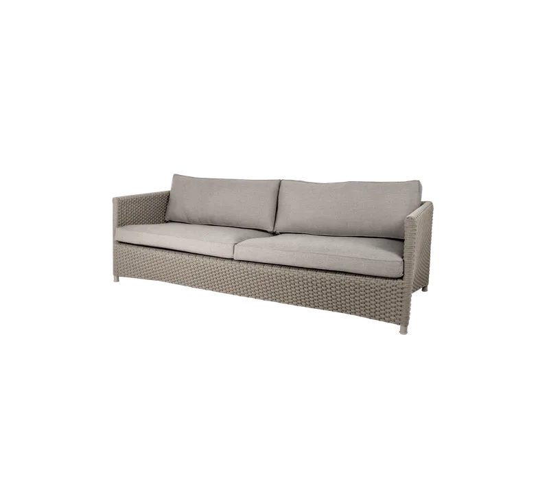 Diamond 3-seater sofa von Cane-line in Taupe, medium flat Soft Rope incl. taupe Natté w/QuickDry & Airflow – Produktfoto