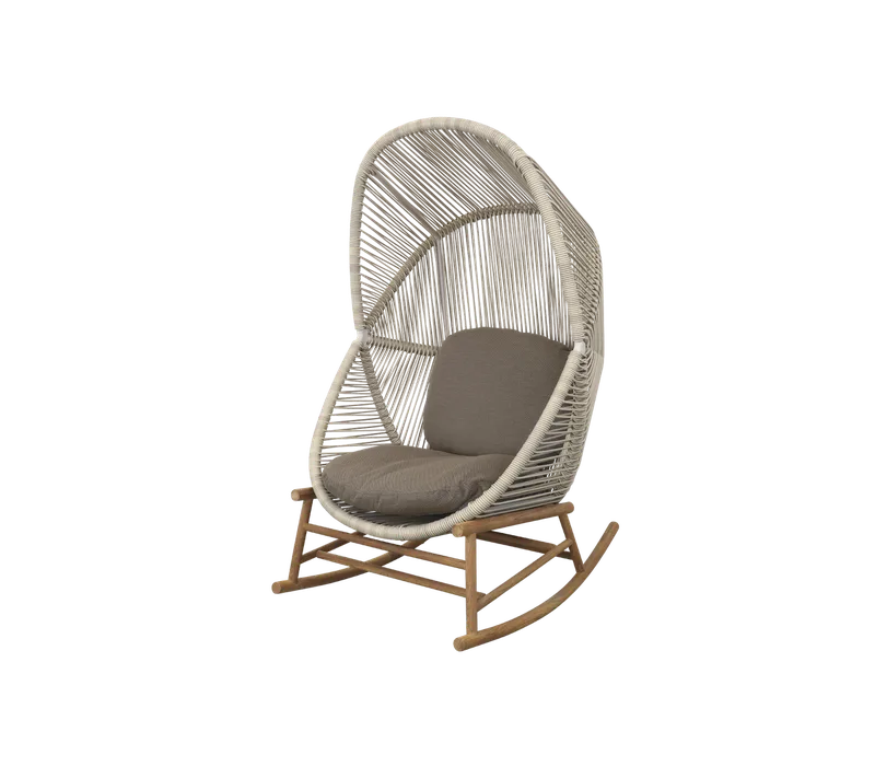 Hive rocking chair by Cane-line in Sand, small round core Weave, Teak, Taupe, AirTouch w/QuickDry & Airflow – product photo